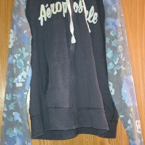 Aeropostale Black and Blue Floral Jacket
